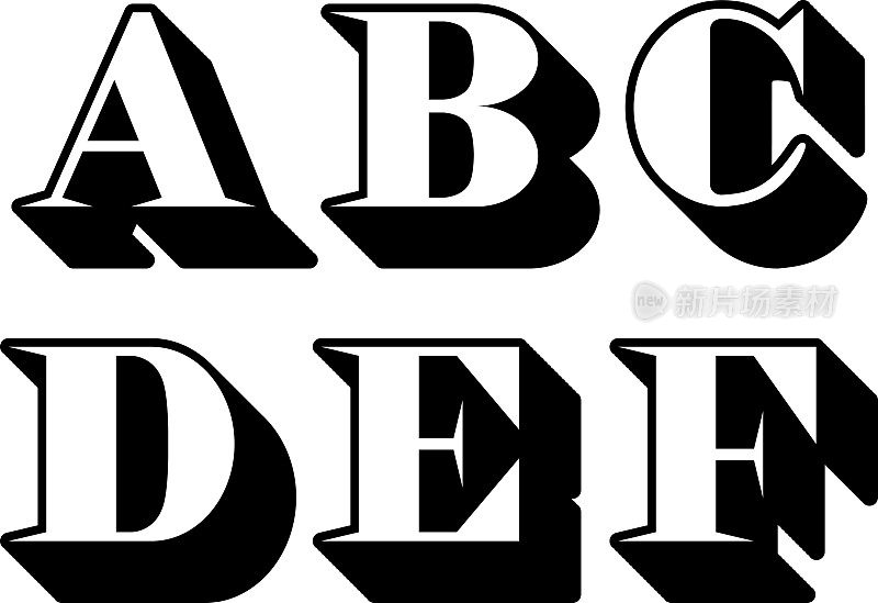 字母serif A, B, C, D, E, F